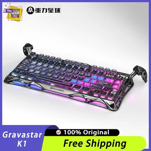 Gravastar-Teclado mecánico K1, inalámbrico por Bluetooth, aleación de aluminio, triodo, luz RGB, teclado para juegos de deportes electrónicos, accesorios para PC