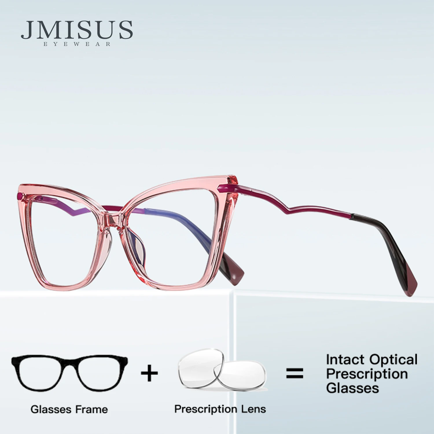 

JMISUS Fashion Women Computer Prescription Glasses Cat Eye Blue Light Filter Optical Lenses Myopia Correction for Daily Wear