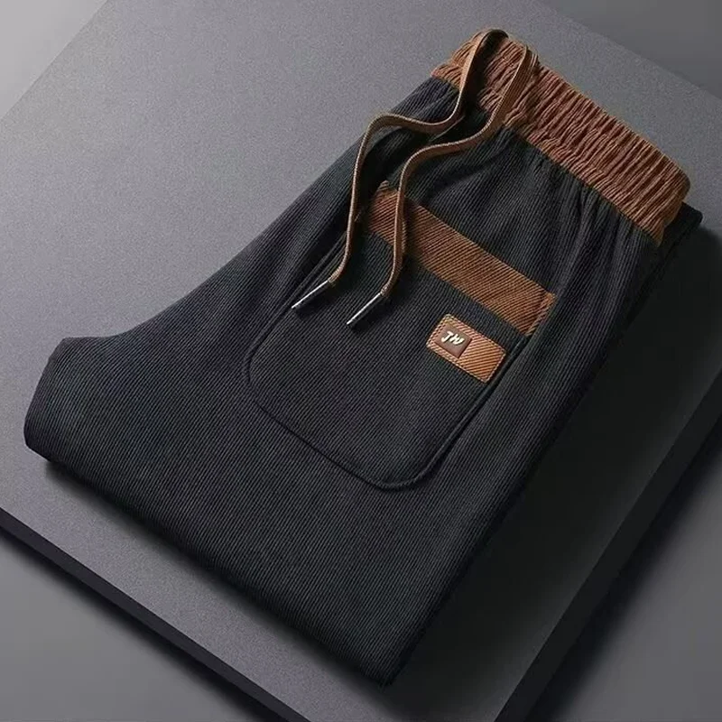 

Men's Thiened Corduroy Casual Pants Warm Spor Dstring Sweatpants Long Trousers Youth Faion PVC Material