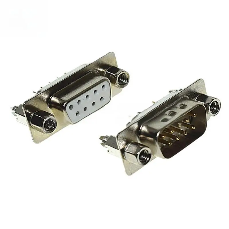 5PCS DP9 Male/Female Headers 9P White Tape Fish Fork Rivet Nuts DB9 Straight Plug Gold-Plated PCB Socket for RS232 Straight Pin