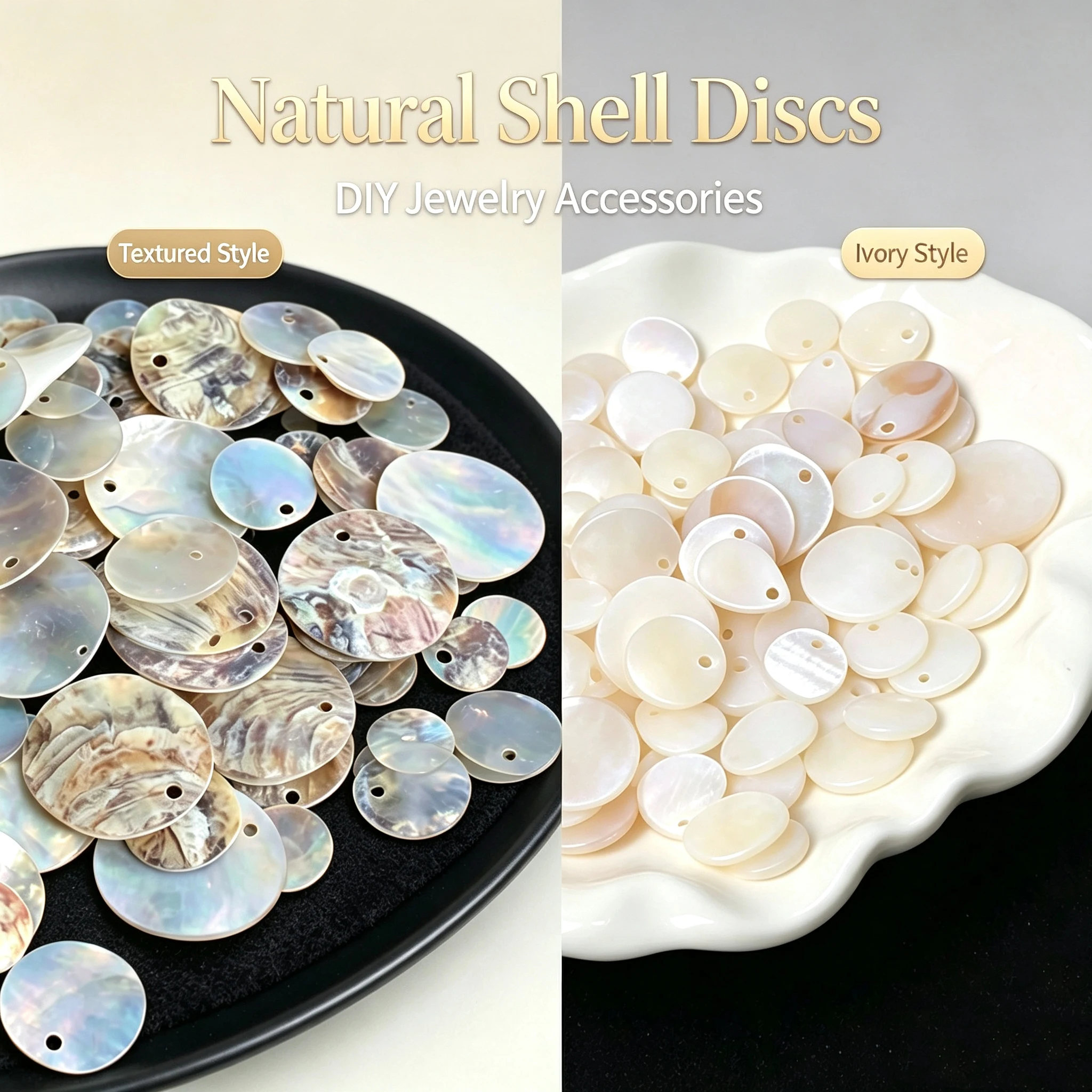 20PCS One Hole Round Shell Pieces, DIY Bracelet Necklace Accessories