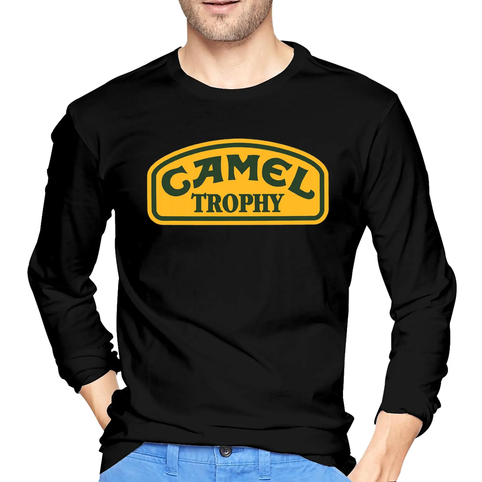 

Camel Trophy Men's Long Sleeved T-shirt Casual Round Neck T shirts Spring and Autumn Men tops