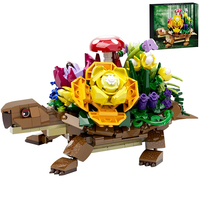 Creative Turtle Plantered Flowered Potsed Building Blocks Set Animal Flower Planter Desktop Decorat Brick Building Toy Kids 2025