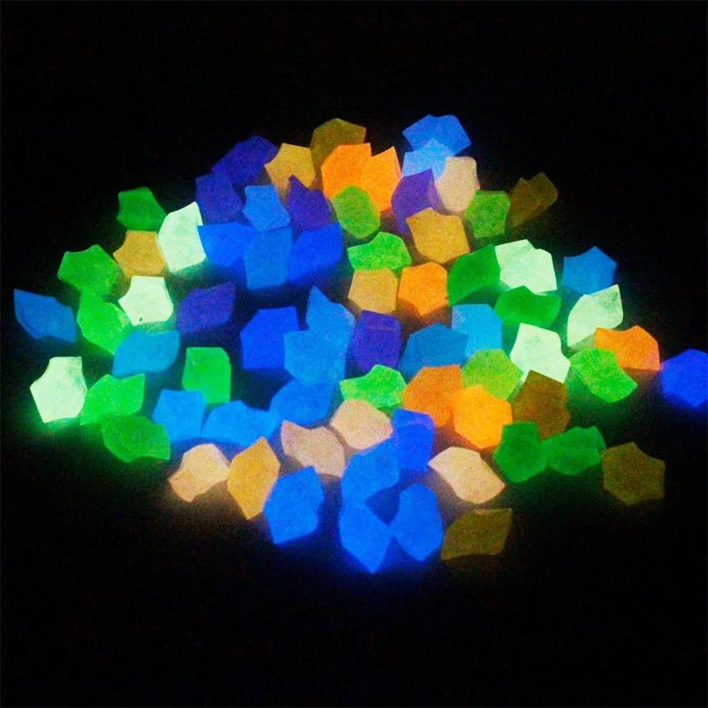 100PCS Small Diamond Shaped Garden Fish Tanks Illuminated Decorative Stones Fluorescent Artificial Luminous Stone Ornaments