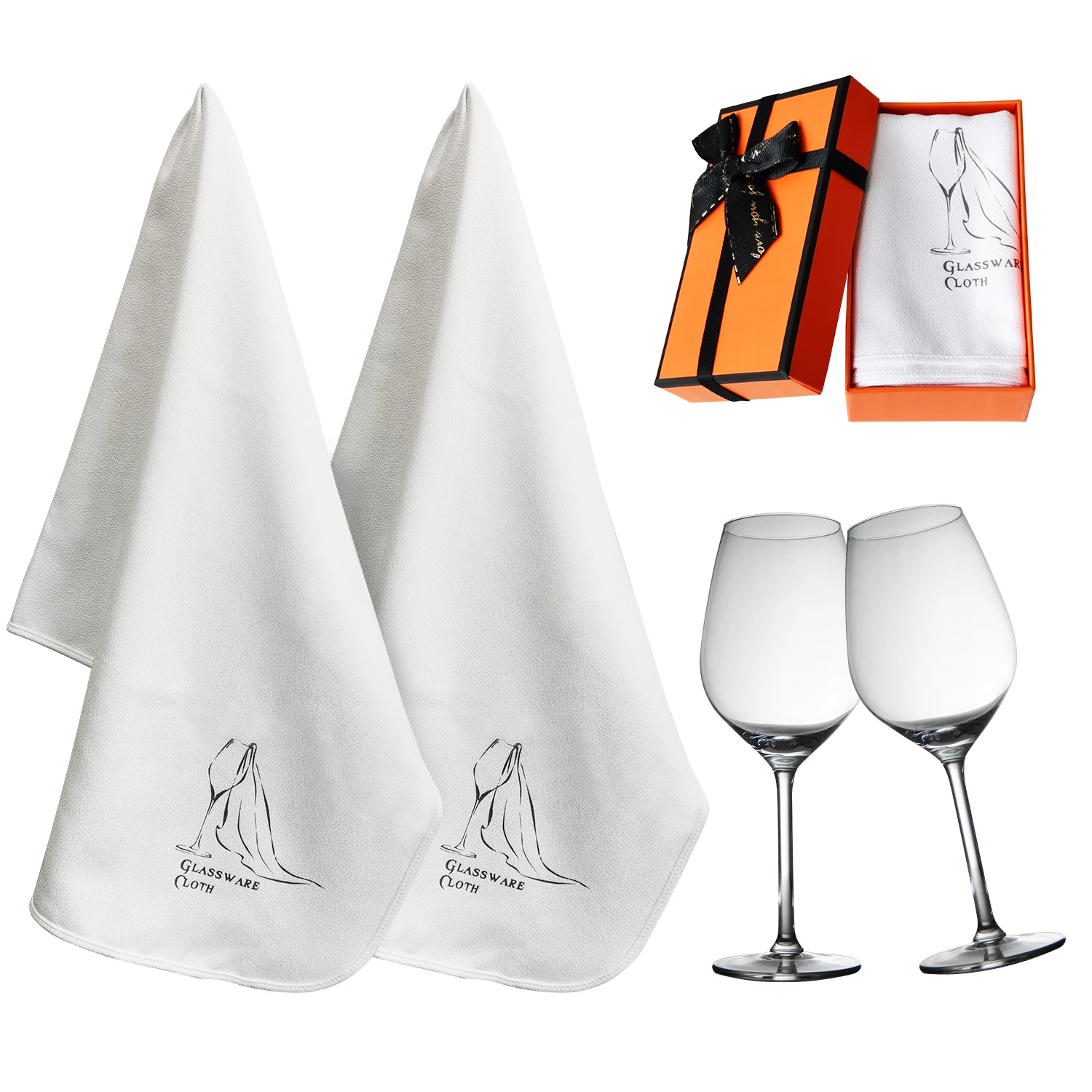 2 Pcs Glass Polishing Cloth, 20*31 In Lint-free Polishing Cloth, Large Glassware Cloth, Wineglass Clean Cloth As Best Gifts (Set