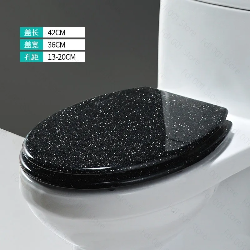 New high-grade beautiful twinkling golden resin toilet seat cover, slow-down stainless steel hinge, U/V/O universal fit