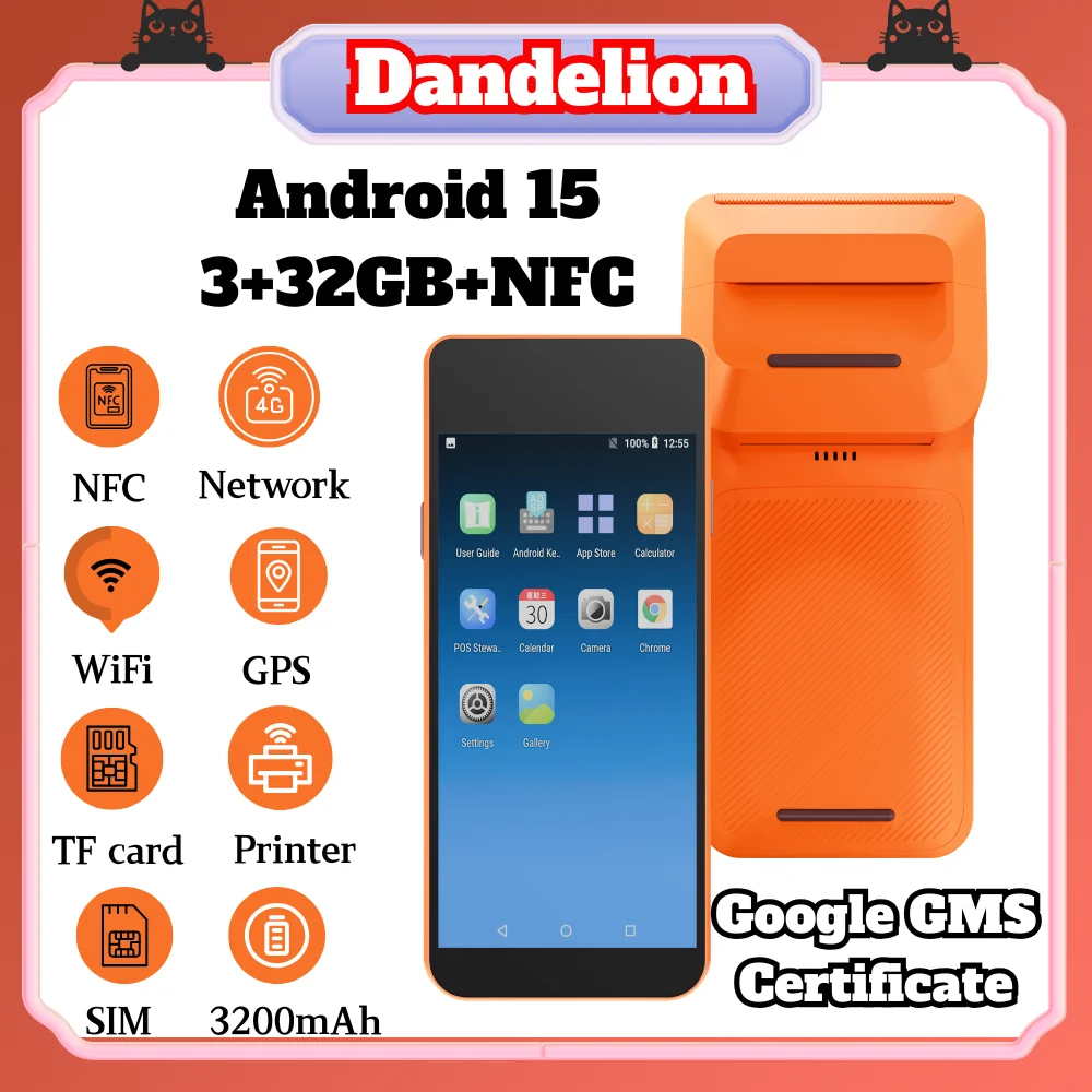 4G Mobile Handheld Android 15 Pos System Terminal Touch Screen Pos With Printer Payment For Small Business Retail Restaurant