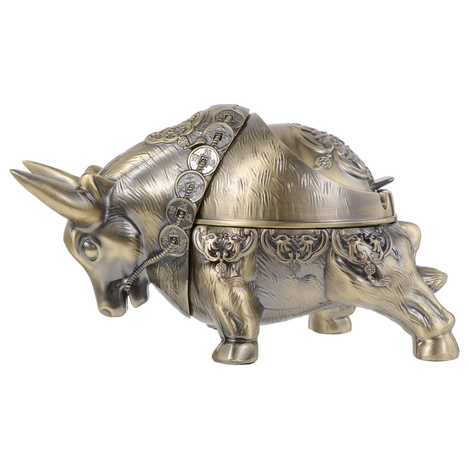 

Zinc Alloy Ashtray Creative Container with Lid Butt Holder Desktop Decor Retro Style Home Office Accessory