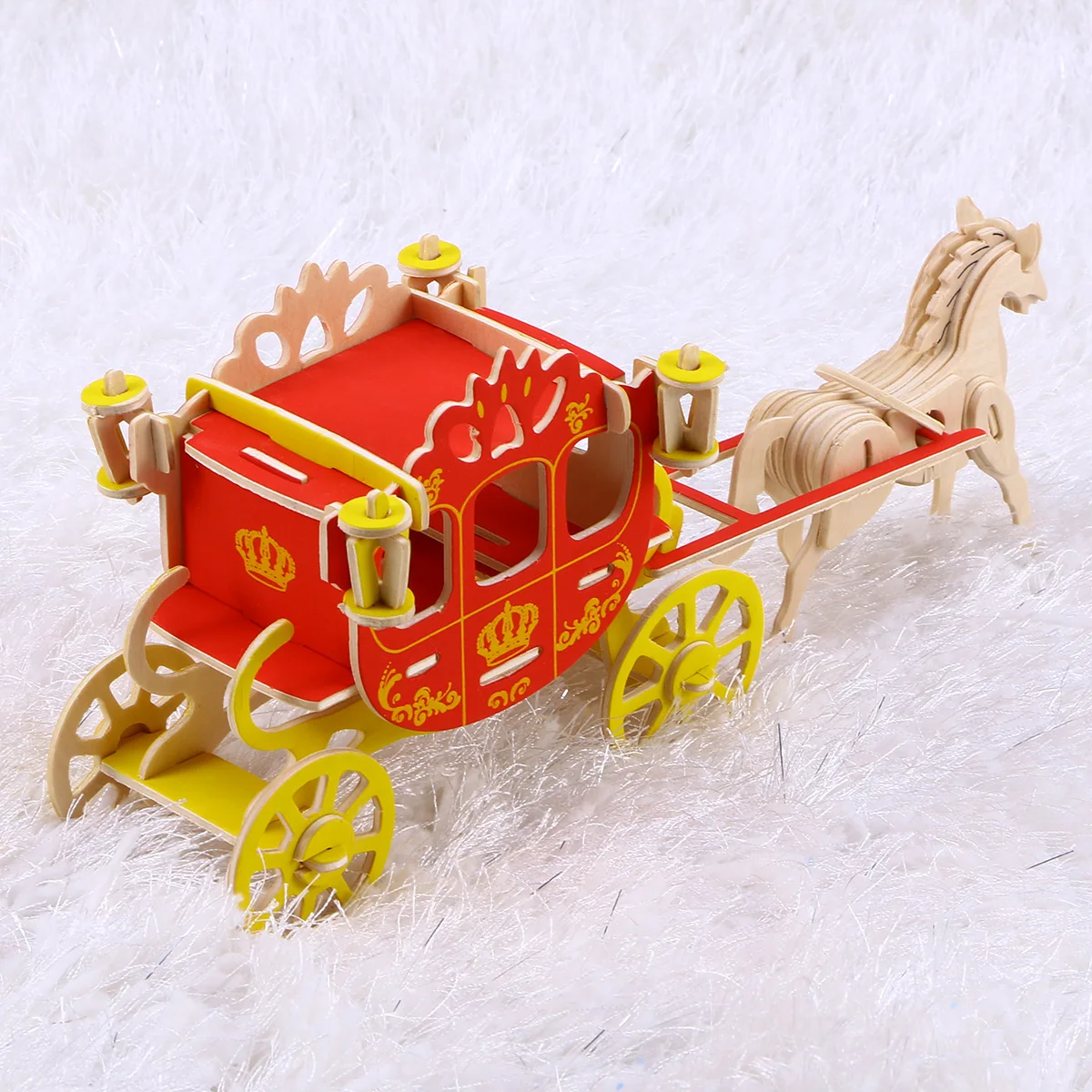 

Королевская карета 3D деревянная головоломка DIY сборка игрушек многоразовый набор для координации рук и мозга деревянная модель ремесла