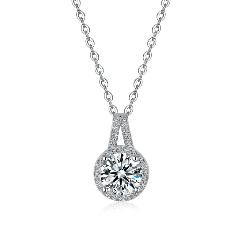 

ZFSILVER модные модные классические 925 серебряные муассанитовые дизайны 1 карат круглые ожерелья для подвесок женские аксессуары ювелирные изделия подарок KJ028