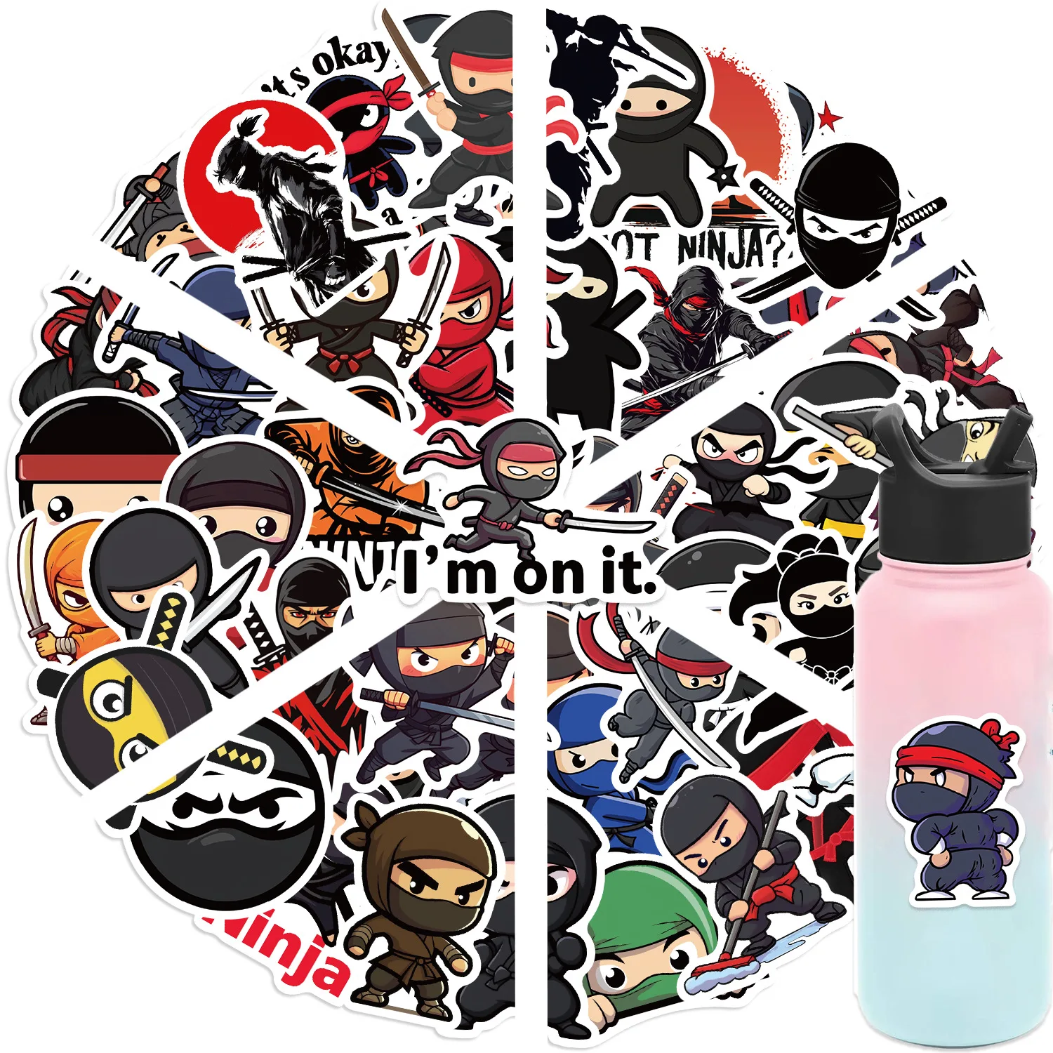 10/50PCS Cute Ninja Stickers Cartoon Waterproof Decals for Laptop Helmet Wardrobe Skateboard Fridge Phone Gift for Kids Birthday