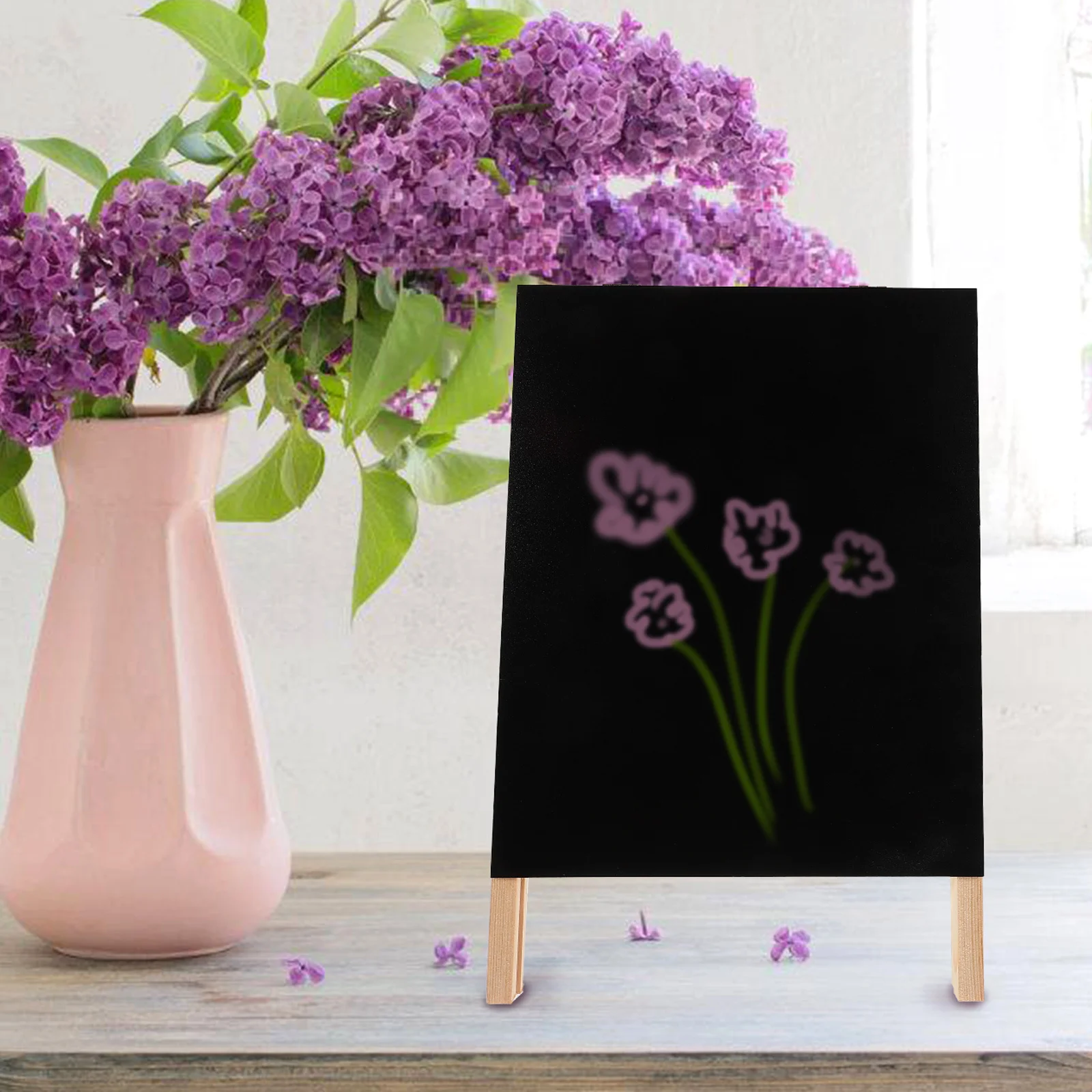 Wooden Foldable Multi-Function Desktop Message Board Small Blackboard Sign For Shop Home Office Erasable Writing Board Free