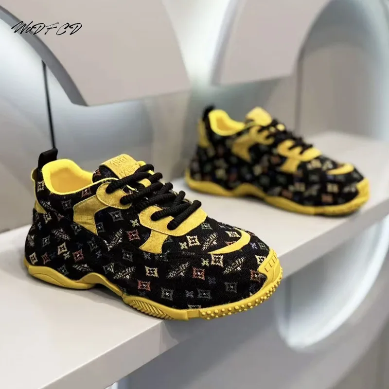 Chunky Sneakers Men Designer Cover Bottom Sport Shoes Fashion Casual Leather Fabric Breathable Increased Internal Platform Shoes