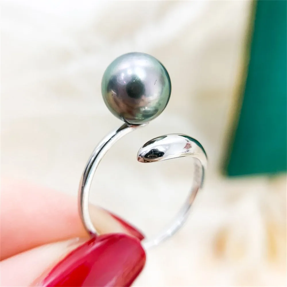 

DIY Pearl Ring Accessories S925 Sterling Silver Ring Empty Holder Fashion Gold Silver Silver Jewelry Fit 6-10mm Circle Z156