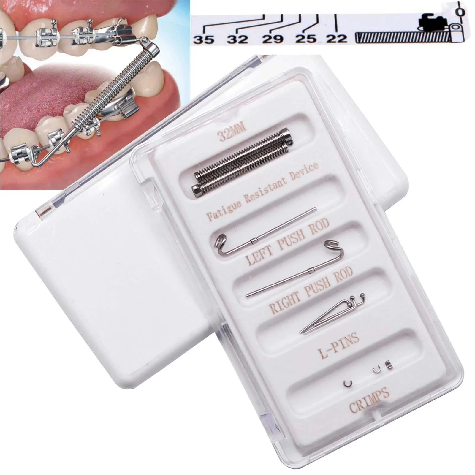 Orthodontic Class II Corrector Fatigue Resistant Device Push Rod 22-38mm Forsus