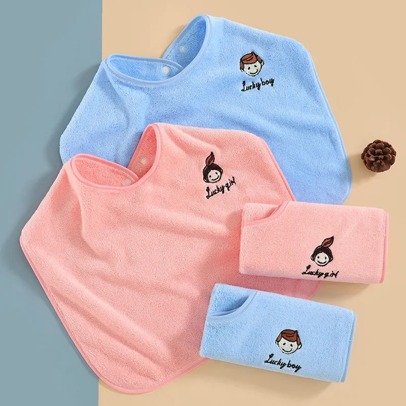 New Children Saliva Towels Multifunction Baby Spit Milk Bibs Coral Fleece Eating Burp Cloths 360 Degrees Wash Face Teeth Bib