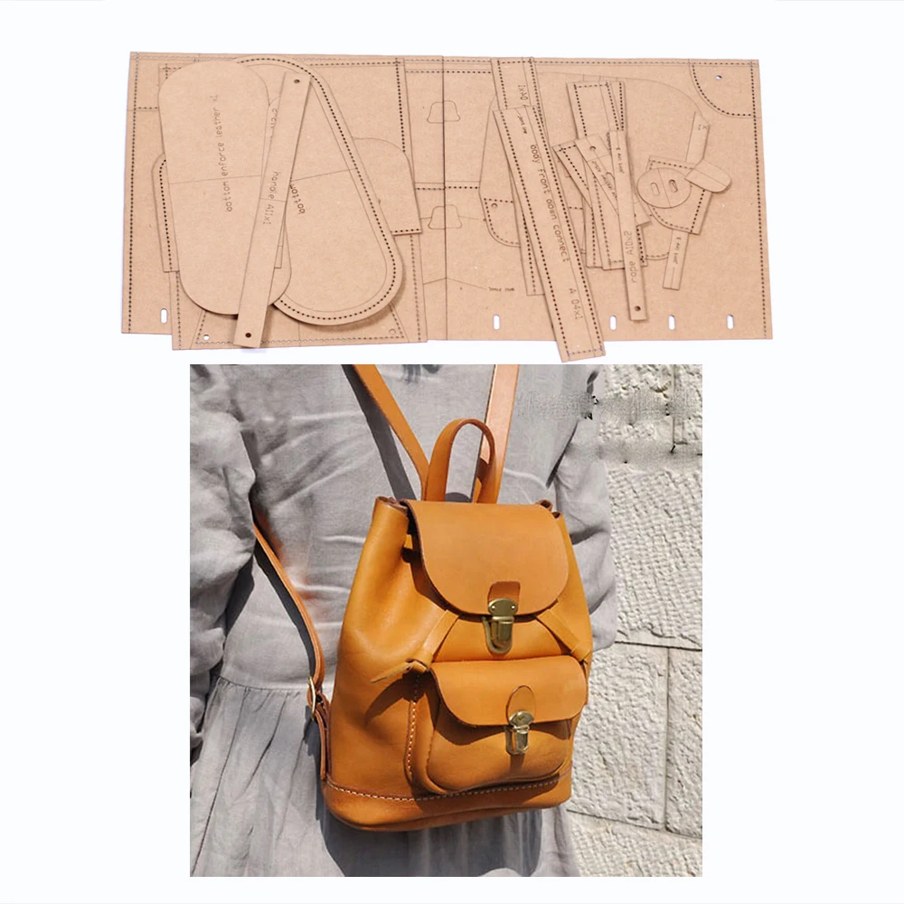 DIY skórzany plecak rzemieślniczy szablon do szycia 500gsm papier pakowy szablon do wycinania wydrążony szablon 25x21x10cm