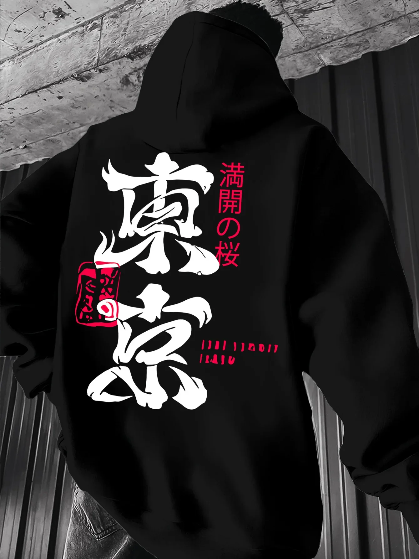 Kanji Hoodie Unisex Tokyo Japanese Calligraphy Cherry Blossom Sakura Samurai Vintage Trendy Oversized Sport Sweatshirts