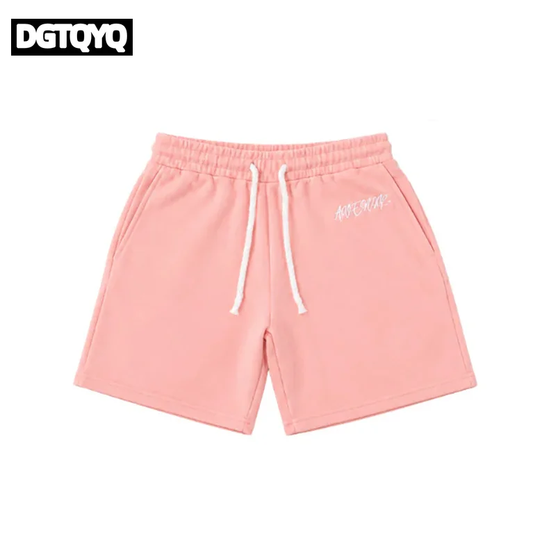 Man's Summer New Pink Embroidered Casual Shorts Straight Through Loose Shorts Printed Round Neck T-shirt Set for Women view 5