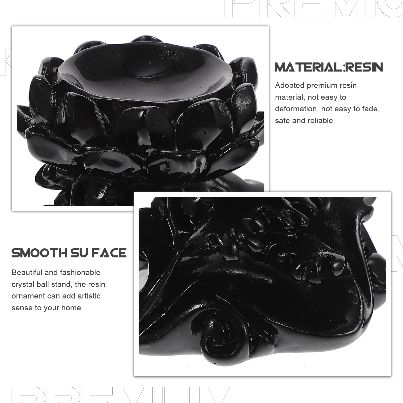 

Adorable Lotus Design Crystal Ball Base Resin Stand Decorative Ornament For Home Display Sphere Holder Retro Style Ball Base