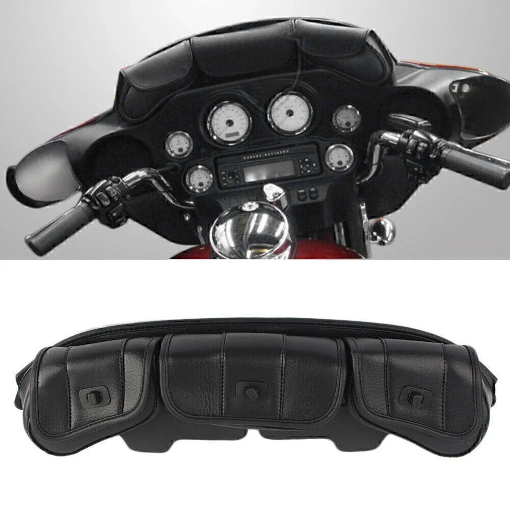 Motorcycle 3-Pocket Windshield Batwing Fairing Pouch Bag For Harley Electra Street Glide Touring 1996-2013