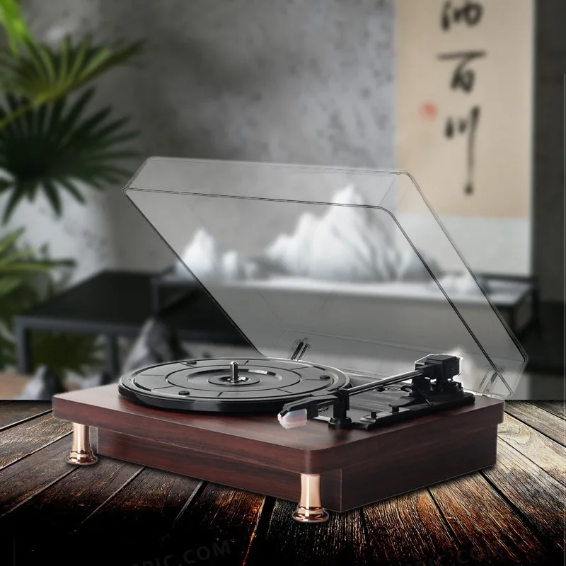 Vinyl record player retro mahogany pattern phonograph bluetooth gift decorative ornament classical speaker
