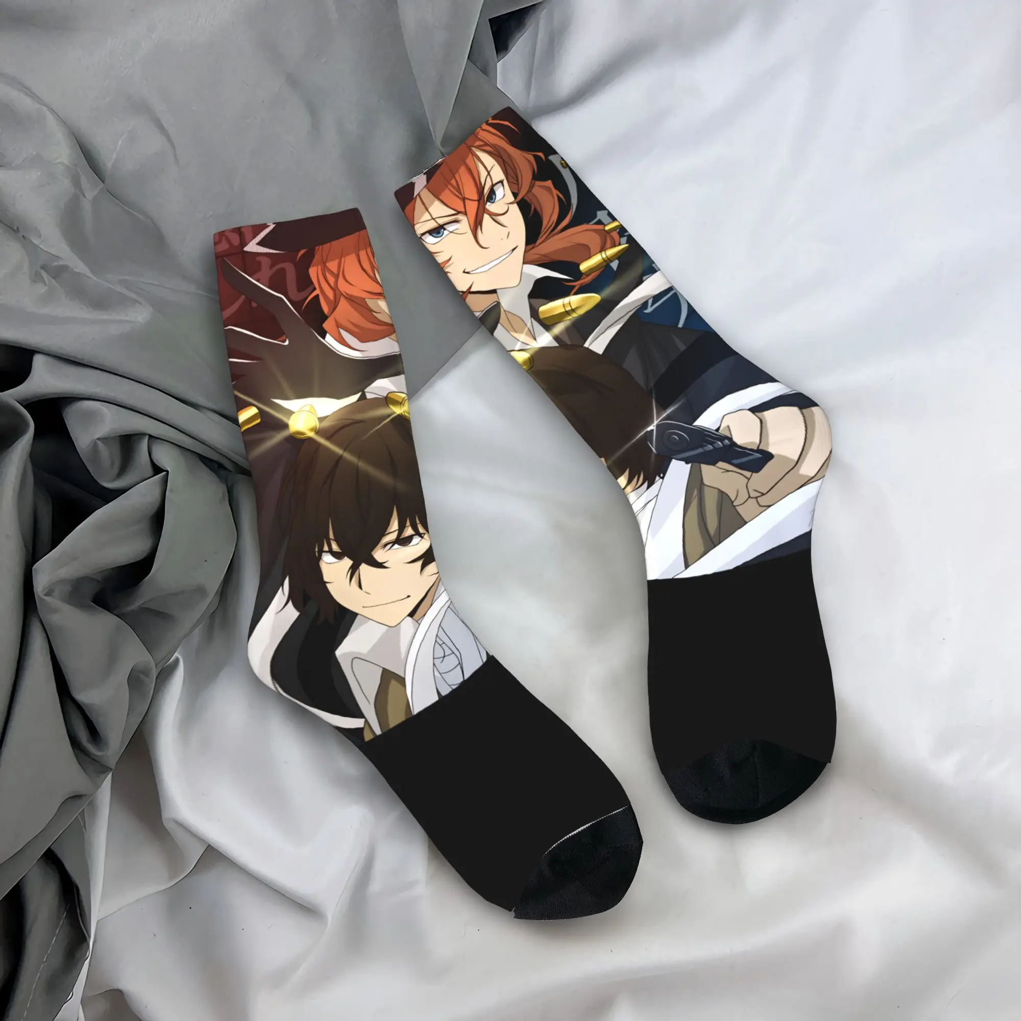 Dazai Bungo Stray Dogs Socks  Anti Sweat Stockings Men's Quality Running Socks Autumn Casual Design Socks