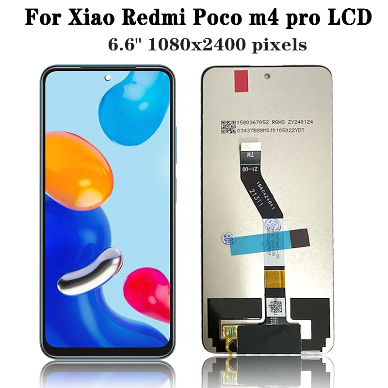 6.6''Screen For Xiaomi Poco M4 Pro 5G LCD Display Touch Screen Digitizer + frame Assembly For POCO M4Pro 5G 21091116AG LCD