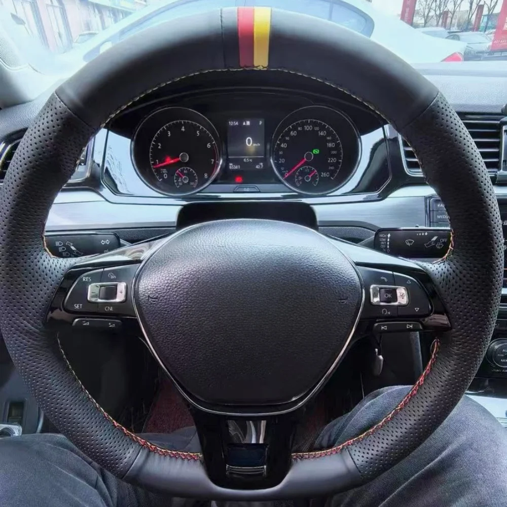 

Custom Car Steering Wheel Cover Microfiber Leather For Volkswagen VW Golf 7 Mk7 New Polo Jetta Passat B8 Avant Steering Wrap