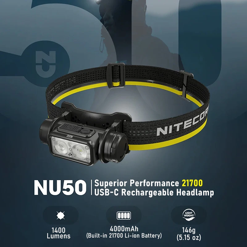 NITECORE NU50 Headlamp Outdoor Camping Headlight Head-mounted Fishing Light Running Headlamp Working headlamp tool head light