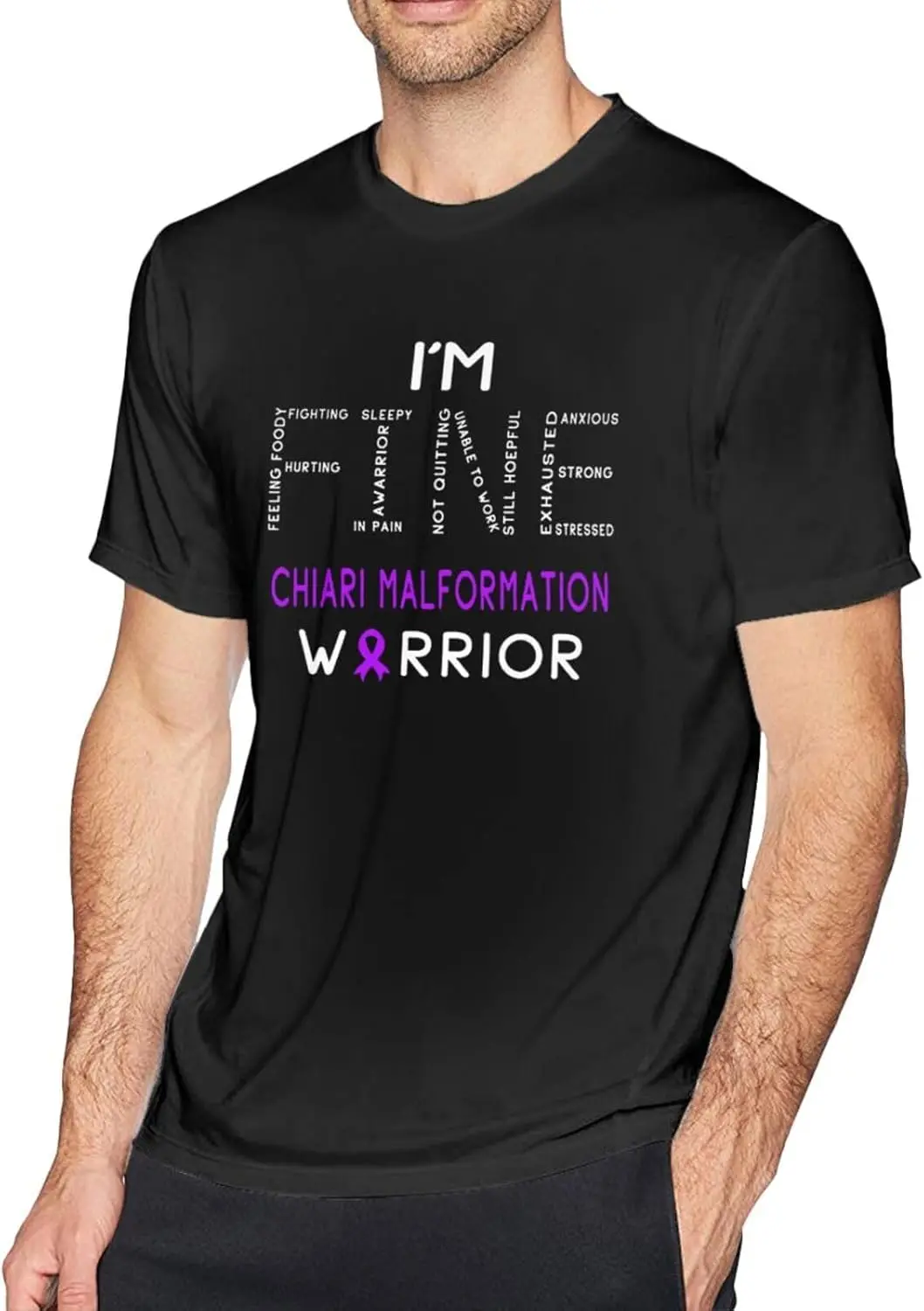 Chiari Malformation Warrior I'm Fine Men's t-Shirt, Cotton t-Shirt, Crew Neck t-Shirt