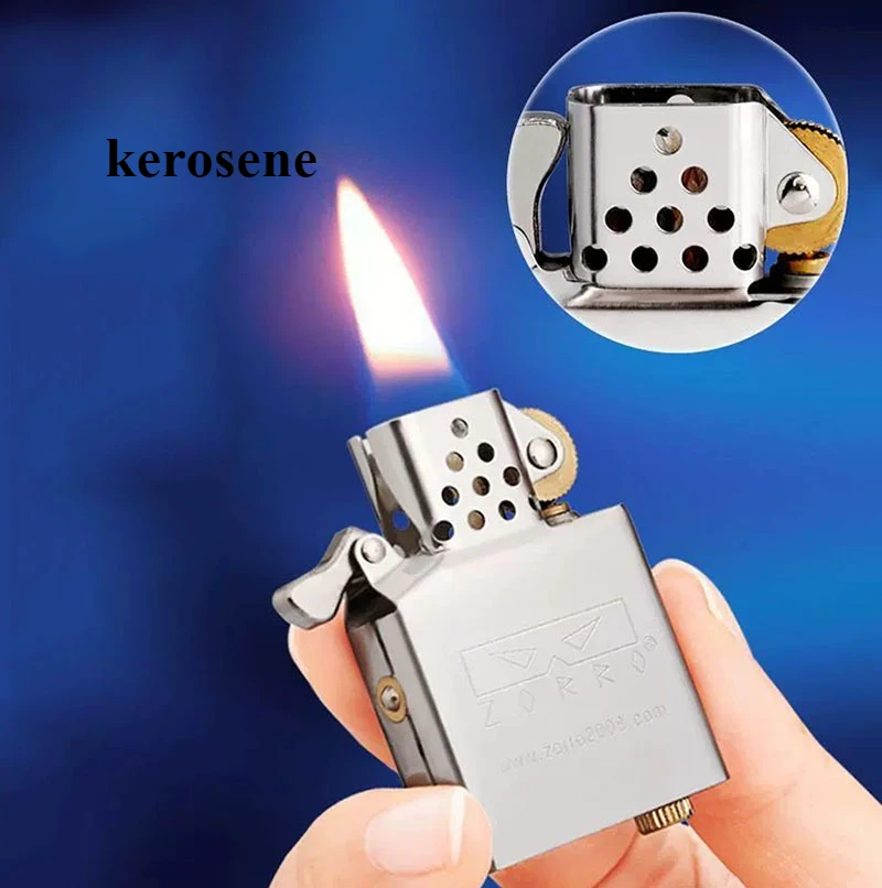 Zorro Movement Lighter Marble Movement Original Copper White Steel Solid Inner Liner Windproof Lighter Universal Accessories