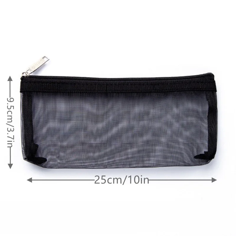 Simple Mesh Pencil Case Large Capacity Pen Bag Transparent Rectangles Pencil Holder Bag For Student School Supplies Stationery