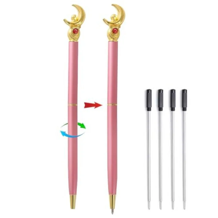 

2 шт. школьные принадлежности Sailor Moon Merch Kawaii, набор канцелярских принадлежностей для школьного дня, подарков или офисов, наконечник 1 мм с 4 черными ручками