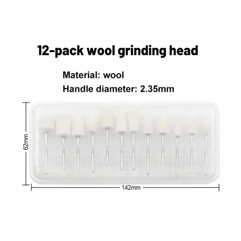 12Pcs/Set Wool Polishing Abrasive Head 2.35mm Shank Diameter Polishing Mini Drill Bit Rotary Tool For Nail Buffing Accessories