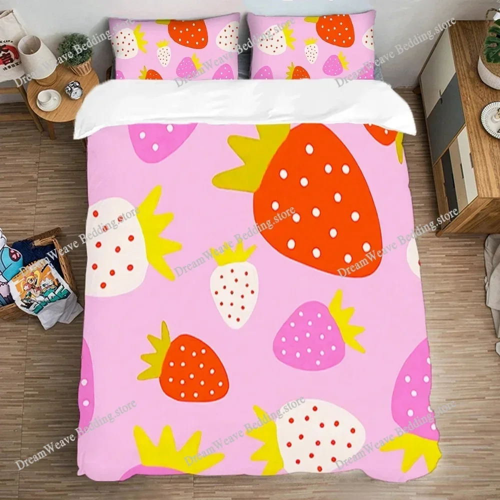 Art Strawberry Bedding Set Duvet Cover 3d Bedding Fashion Design Decoration King Duvet Cover Set Double Bed Set Bedding Sets5929
