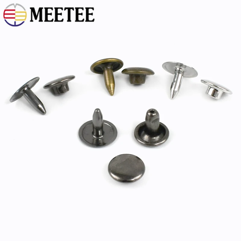 Meetee 100pcs 6-12mm Metal Hitting Nails Buckle One-sided/Double-sided Pin Rivets Button DIY Bag Decor Rivet Pins Hook Accessory