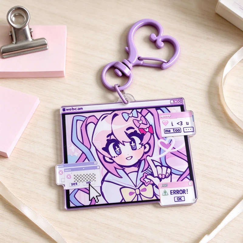 NeeDY StreaMER OverLoad Acrylic Keychain kawaii Angel Charm KeyRing Bag Pendant Needy
