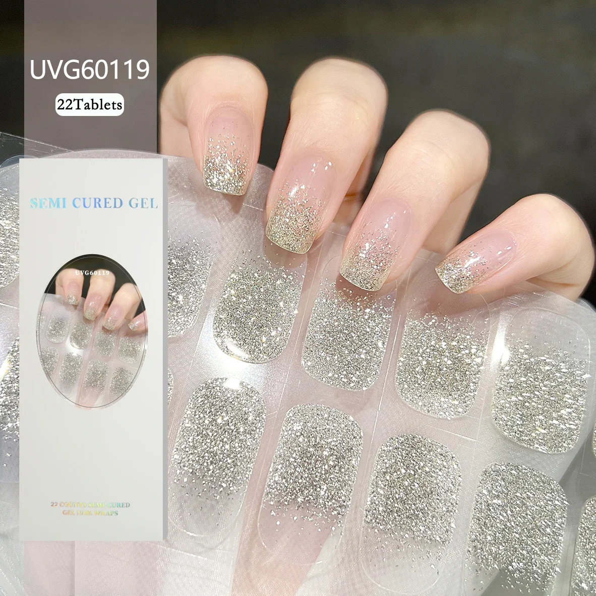 22 Tipps Gel Nagel tasche Aurora glänzende Nail Art Aufkleber Dekoration wasserdichte und langlebige komplette Set Nagel STciker UV-Lampe erforderlich