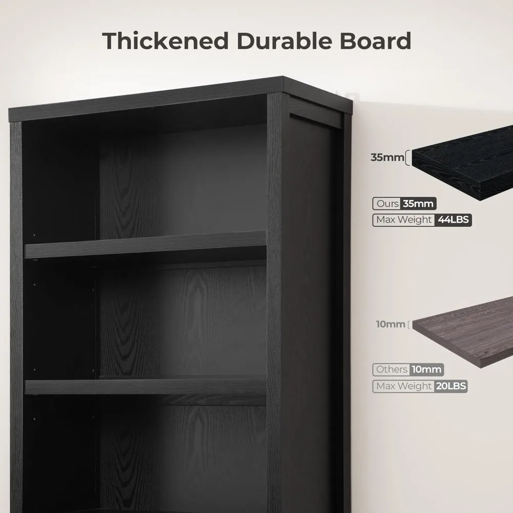 خزانة كتب بطول 71 بوصة رف كتب بطول 5 طبقات من الروطان بوهو مع أبواب تخزين حافظة كتب كبيرة رف أرفف كتب المزرعة