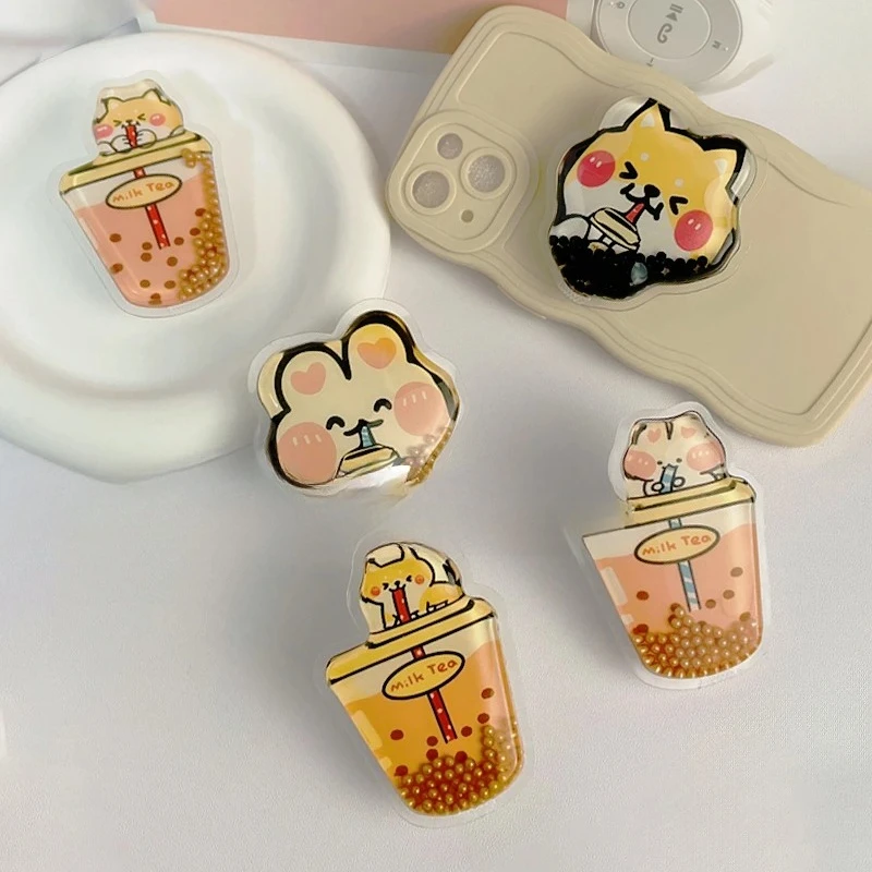 

Универсальная подставка для телефона с жидким потоком и корейским мультяшным кроликом, основание зыбучего песка, держатель для пальцев для всех телефонов, IPhone Samxing