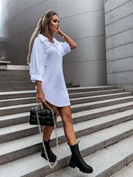 Women Korean Fashion Casual White Shirts Tops 2022 Spring Summer Oversized Blouses Female Plain Loose Shirts Daily Streetwear