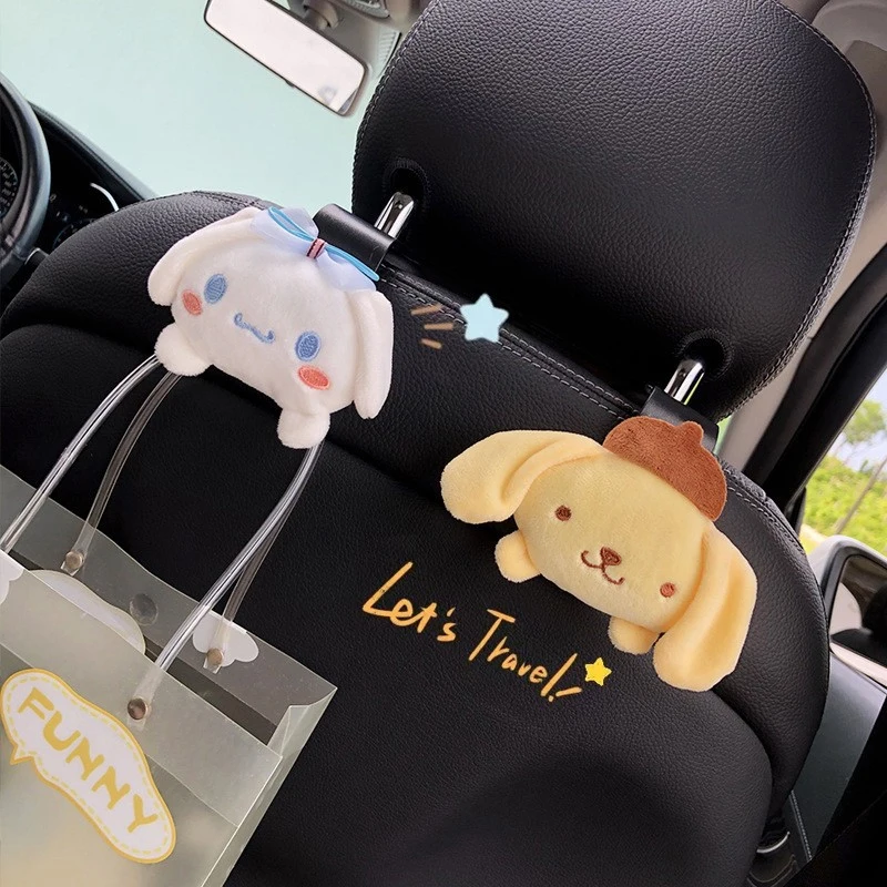 Multifuncional Small Doll Car Hooks, Acessórios Interiores, Pequeno, Sanrio, My Melody, Kuromi, Cinnamoroll, Onpompurin, Kawaii, 1, 2Pcs