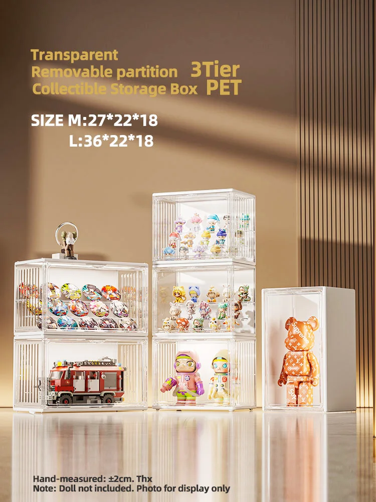 Sprachgesteuerte LED-Vitrine für Sammlerstücke – 27 x 22 x 18 cm, transparenter Acrylschrank mit Fernbedienung, RGB-Farben und Bewegungssensor für