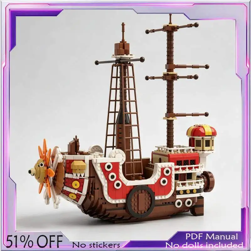 2015PCS Fantasy Pirate Sailing Ship Boat Ocean Voyage Model Custom Building Blocks DIY Assembly Toy Collection Display Gift