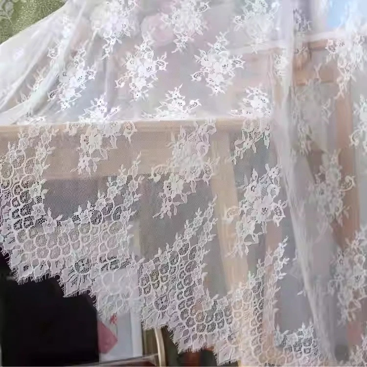 3M/Lot Black White Eyelash Lace Fabric Wedding Dress Diy Flower Craft Clothing Skirt Materials  150CM Wide