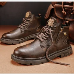 Stivale da motociclista da uomo Stivali invernali da moto stile retrò Stivali da uomo in pelle alti Scarpe casual alla moda All-match resistenti all'usura88