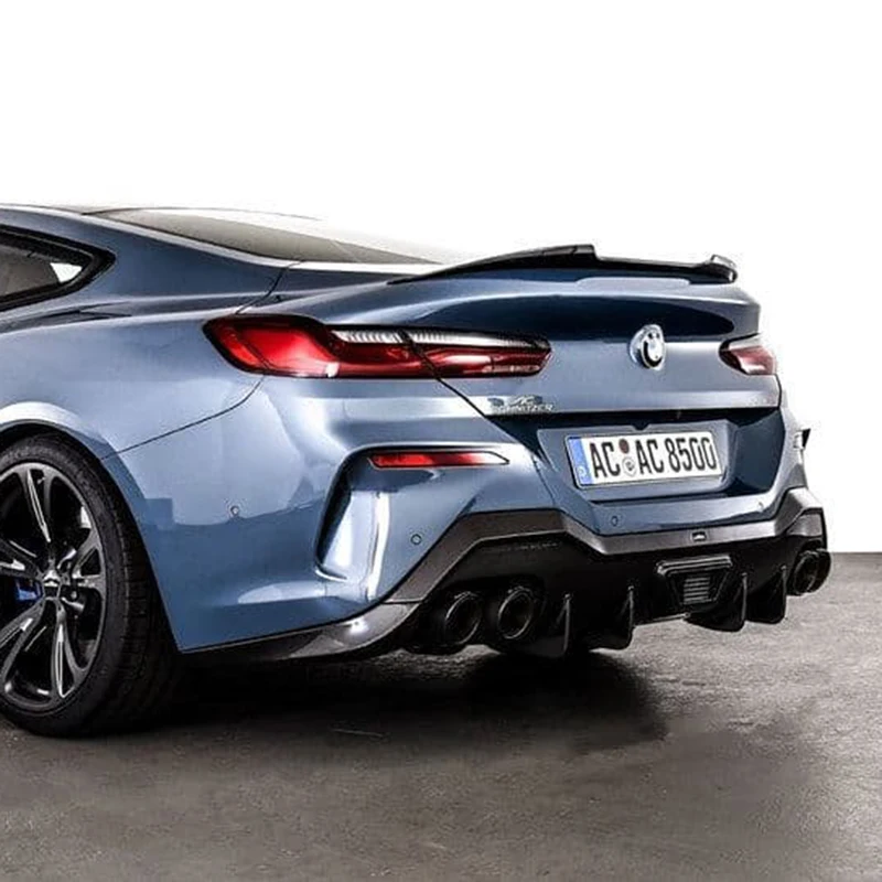 2018-2021 For BMW 8 Series G15 G16 V Style Glossy Black ABS Material Carbon Fiber Look Rear Wing Spoiler Lip Body Kit