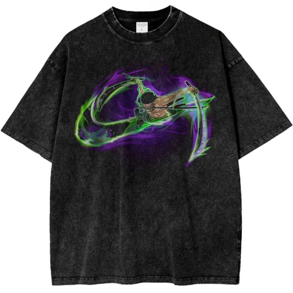 

ONE PIECE Roronoa Zoro Anime Fashion High-end Sports Brand T-Shirt Designer Illustration Pattern Street Harajuku Summer 2025 New
