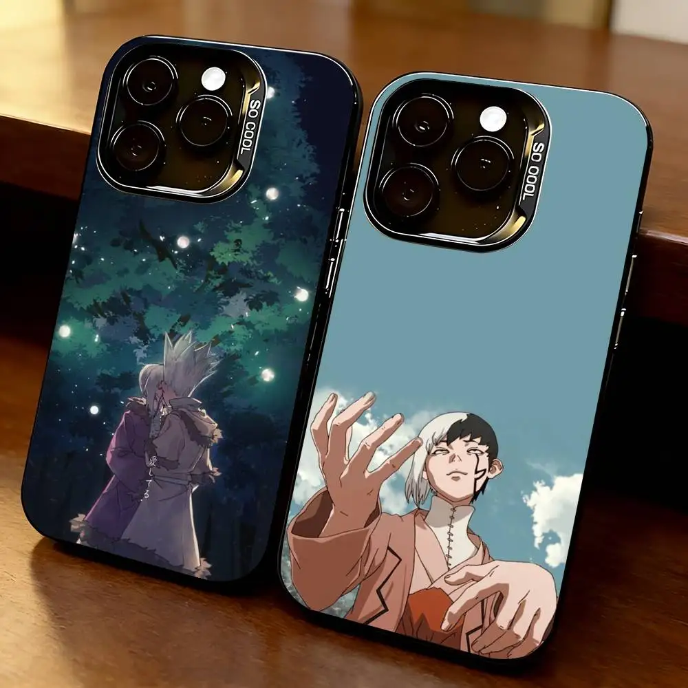 

Dr.stone-e T-Taiju Oki Phone Case For iPhone 17,16,15,14,13,12,11 Plus,Pro Max,XS,Colorful Silver Black Cover